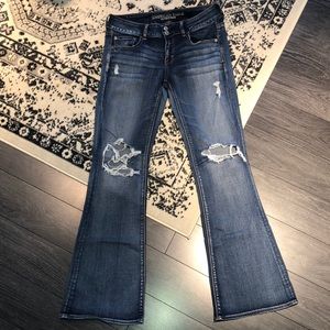 American Eagle distressed flare jeans
